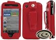 Apple iPhone 3G Premium Red Leather Case with Rotating Belt Clip - Bundle with Screen Protector Shield (Not Compatible with 1st Generation iPhone)