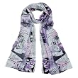 100% Satin Charmeuse Silk Newsprint Collage Long Scarf Shawl - Pink