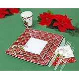 Christmas Disposable Dinnerware for 40 Guests, 260 Pieces Set of Paper Plates, Cups, Napkins, Plastic Forks and Knives, Bonus 24 Baking Cups.