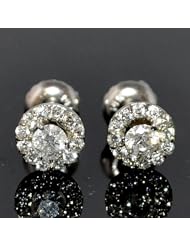 Diamond Stud Earrings .5ctw Round Solitaire style 14K White Gold Screw Bk Real