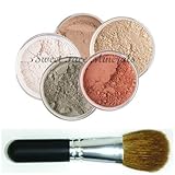 5 pc. KIT w/ FACE BRUSH Mineral Makeup Set Full Size Powder Bare Skin Foundation (Warm)