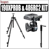 Bogen Manfrotto 190XPROB 3 Section Aluminum Pro Tripod & Bogen Manfrotto 486RC2 Compact Ball Head With RC2 Rapid Connect System & Bonus Maccabee Monopod - Bogen Manfrotto ABOG190XPROB10