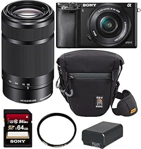 Sony Alpha a6000 ILCE6000YB Mirrorless Digital Camera with 16-55mm and 55-210mm Lenses