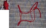 red clinician endorsed rope horse halter with extra- nose band knots