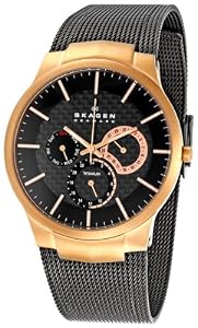 Skagen Rose Gold-plated and Black Mesh Mens Titanium Watch 809XLTRB