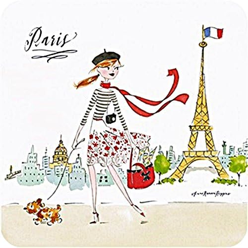 Coasters - "Strolling Through Paris" Set of 4, Cork Backed, 3 3/4" square