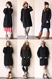 【レディース】 (スプル×ジェムクローゼット) Souple×gem closet 裏毛スウェット素材 カシュクールネック ロング丈パーカーワンピ (レディースF, 09/ブラック)