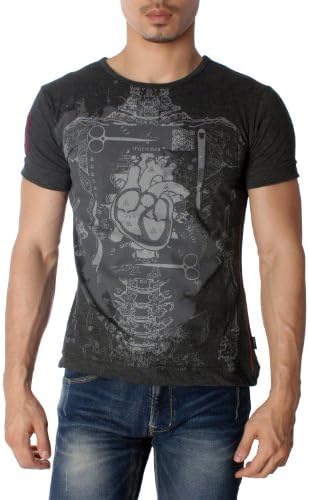Green Banana Anatomical Chart Skeleton Design Grey Casual Round Crew Neck Men Slim Fit Short Sleeve T-shirt Tee Top (Grey, X-Large)