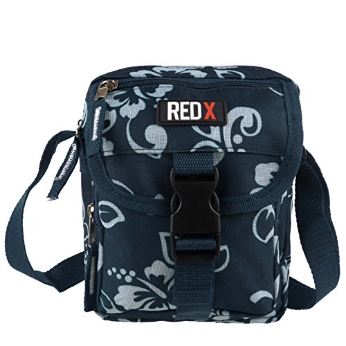 Ladies Small Hibiscus Shoulder/Travel Utility Cross Body Bag by RED X Festival (Navy Hibiscus)