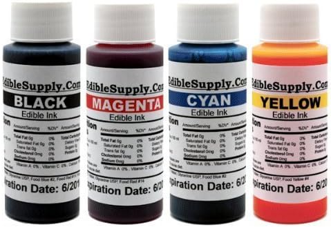 Edible Supply 2 oz BK/C/M/Y Edible Ink Refill Bottle Combo for All Canon Printer by Edible Supply
