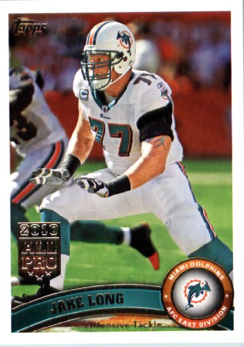 2011 Topps Football Card # 24 Jake Long - Miami Dolphins - NFL Trading Card in a Protective Case!