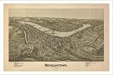 Historic Morgantown, West Virginia, c. 1897, Bird's Eye View Map, Unframed, XL CANVAS