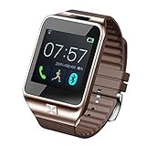 Aberobay New V8 1.54" Wirst Multi-function Smart Watch Bluetooth 4.0 Cell Phone Mate Partner Sync Pedometer Step Walking Counter Activity Tracker Sleep Monitoring Music Player Anti-Lost Dialing Remote Camera Notification Burglar Alarm Ring Vibration for Android 4.0+ IOS 7.0+ Smartphones, Compatable with iPhone 4/4s/5/5s/6 plus Samsung S4/Note 3 HTC Android phone-Golden