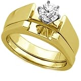 14K Yellow Gold Solitaire Style Wedding Set - 0.50 Ct.