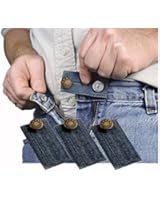 Denim Jean Waist Extender Set of 3 for Men or Women with Gold Finished Metal Button
