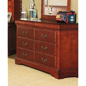 Kid's Bedroom Storage Dresser with Traditional Style Design in Brown Cherry Finish