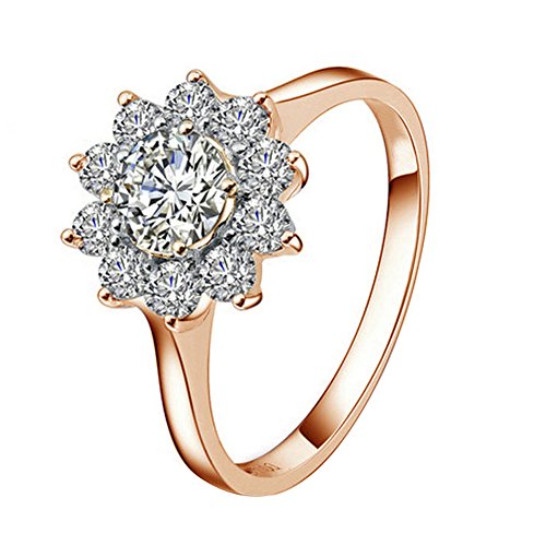 [Fashion Series] Yoursfs 18k Rose Gold Plated Sunflower Cubic Zirconia CZ Ring Mother's Day Gift
