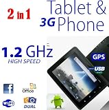Google Android 2.3 + 3G phone call + 1.2 Ghz, 8 inch Tablet + GPS + Bluetooth + WIFI + Dual Camera 2.0 Mega Pixels