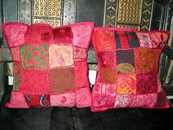 2 Stunning Pink Black Patch-work Pillow Cushion Covers