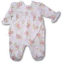 Miniclasix Baby Girls Ivory Footed Coverall ~ Flower Garden SIZE 3 months