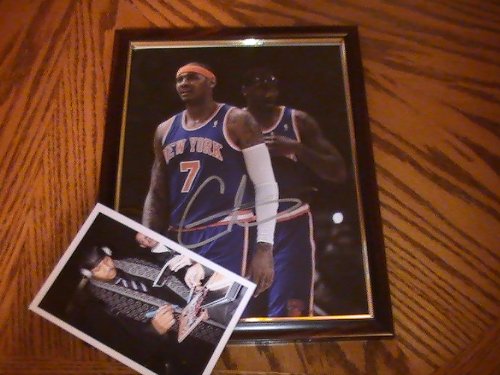 CARMELO ANTHONY AUTOGRAPHED 8X10 PHOTO NEW YORK KNICKS COA + PHOTO OF SIGNING