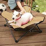 Deluxe Portable Folding Pet Bed Lounger for Dog/Cat - Small Khaki