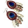 Bronze 2.75" Real Peacock Feather Teardrop Ribboned Earrings