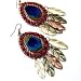 Bronze 2.75" Real Peacock Feather Teardrop Ribboned Earrings