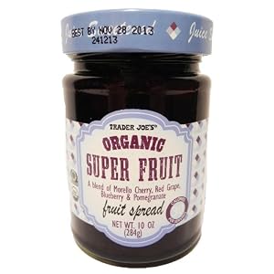 Trader Joe's Organic Super Fruit A Blend of Morella Cherry, Red Grape, Blueberry & Pomegranate Fruit Spread