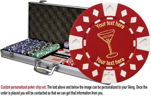 Custom Poker chip Set: Drink (Style 1) image & your custom text on both sides of the chips. 500 11.5 gram chip w/case & more.