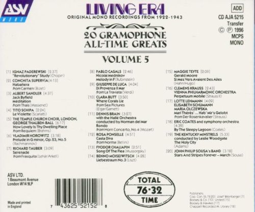 Cover image : 20 Gramophone All-Time Greats 5
