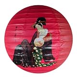 Kimono Girl Paper Lantern - Red