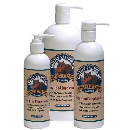 Grizzly Salmon Oil All-Natural Dog Food Supplement in Pump-Bottle Dispenser