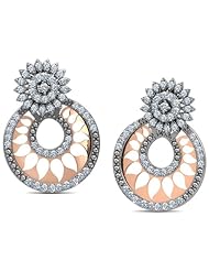Diamond (1.03 Ct, IJ-SI), 18 Kt White & Yellow Royal Bloom Earrings