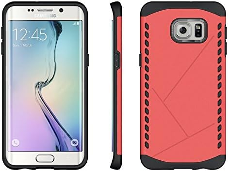 Samsung Galaxy S6 Edge Plus Case ALLW Slim Grip Armor Dual Layer Shatterproof Hybrid Protective Case Cover Shield Series (Red)