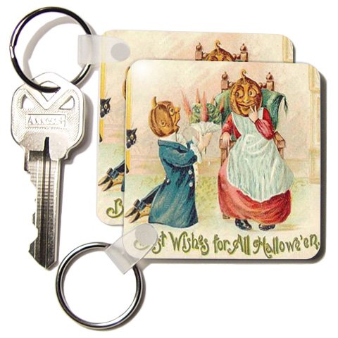 Vintage Best Wishes for Halloween - Set Of 2 Key Chains