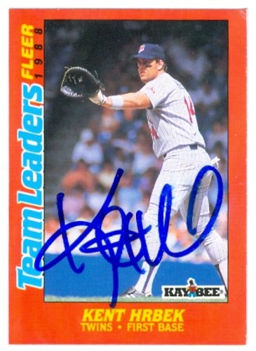 Kent Hrbek Autographed/Hand Signed MLB Baseball card (Minnesota Twins) 1988 Fleer Kaybee Team Leader
