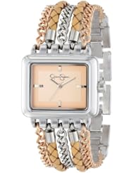 Jessica Simpson Womens JS023E Rectangle Case Analog Multi-Chain and Braided Band Watch