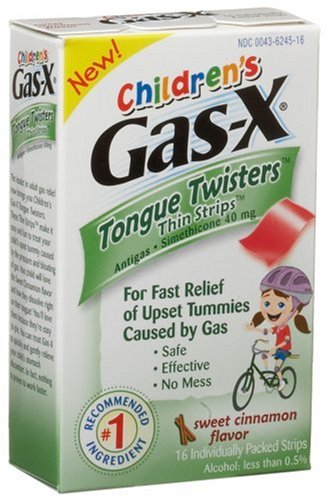 Gas-x Childrens Tongue Twister Cinnamon Thin Strip, 16-Count Packages (Pack of 3) by Gas-X