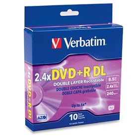 Verbatim 2.4x Double-Layer DVD+R DL - 10 Disc Spindle