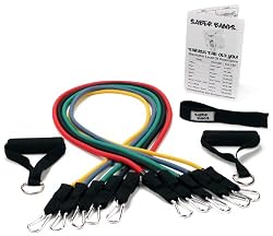 New Premium Quality Saber Bands Exercise Resistance Bands Tubes with Door Anchor and Exercise Chart.
