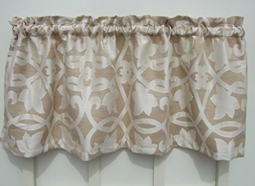 Ivory Floral Applique over Tan Faux Burlap Valance