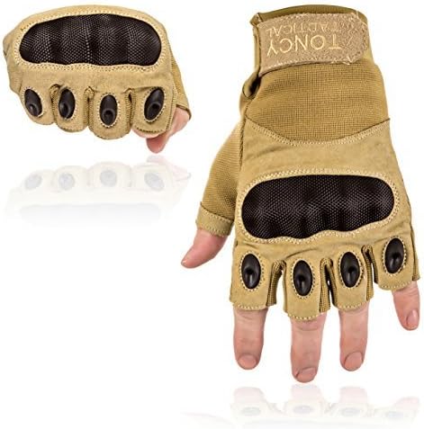 Tactical Shooting Gloves Fingerless/Half Finger Tactical Gloves with Hard Knuckle for Riding Motorcycle Airsoft Military Army Police Swat Combat Assault Tactical Gear 1 Pair By Toncy Tactical