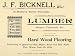 1898 Ad J F Bicknell Worcester Shingles Clapboard Maple Wood Flooring Sheathings - Original Print Ad