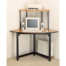 Corner Office Computer Desk - (Black/Light Cherry)