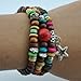 November's Chopin (TM) Unique Metal Pendant Wood Beads Leather Adjustable Wrap Bracelet