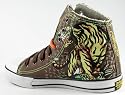 Ed Hardy Damen Schuhe Highrise W/Laces Tiger Chocolate/braune+orange B&auml;nder