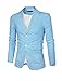 uxcell Men's Notched Lapel Button Stripes Slim Fit Bussiness Blazer Jacket Blue L US 44