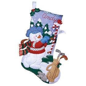 Bucilla 85436 Felt Aplique Stocking- Golf Snowman