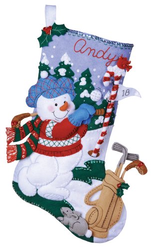 Bucilla 85436 Felt Aplique Stocking- Golf Snowman